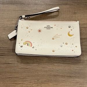 Coach wristlet purse travel handbag stars moon rainbow ivory